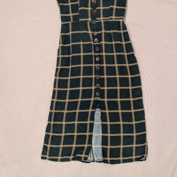 Trixxi Hunter Green Plaid Dress with Open Back - Women's sz M - Picture 2 of 11